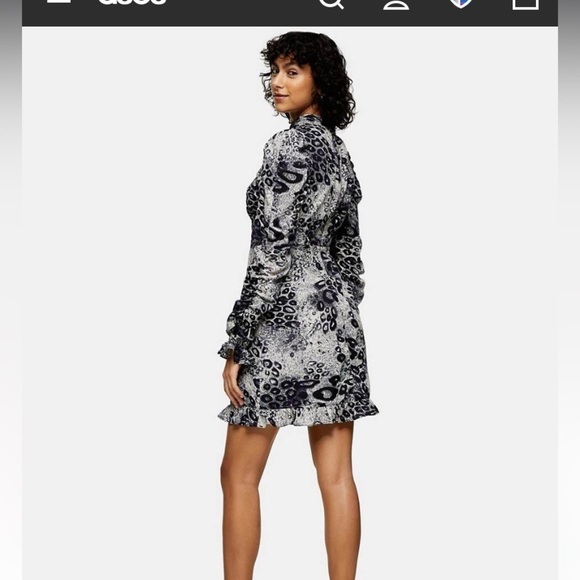 Topshop ruched mini dress in monochrome animal print like new woman’s size 10 - Picture 8 of 12